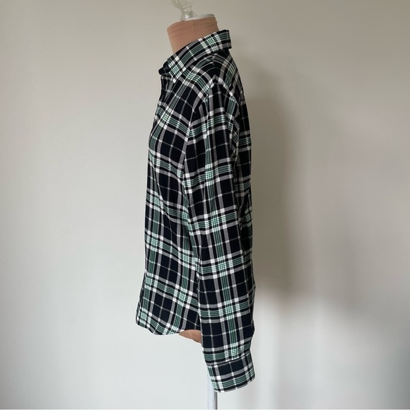 The Shirt by Rochelle Behrens Black White Green Plaid Icon Button Up NWOT Sz XS - Picture 4 of 8